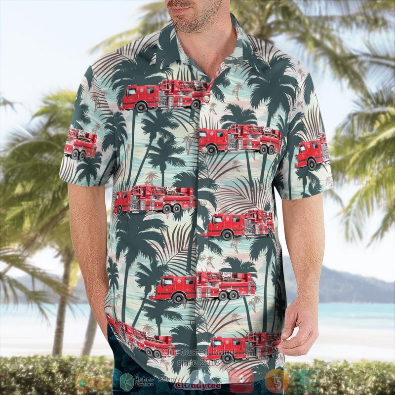 NEW Harwood Heights Illinois Norwood Park Fire Protection District Aloha Shirt word3