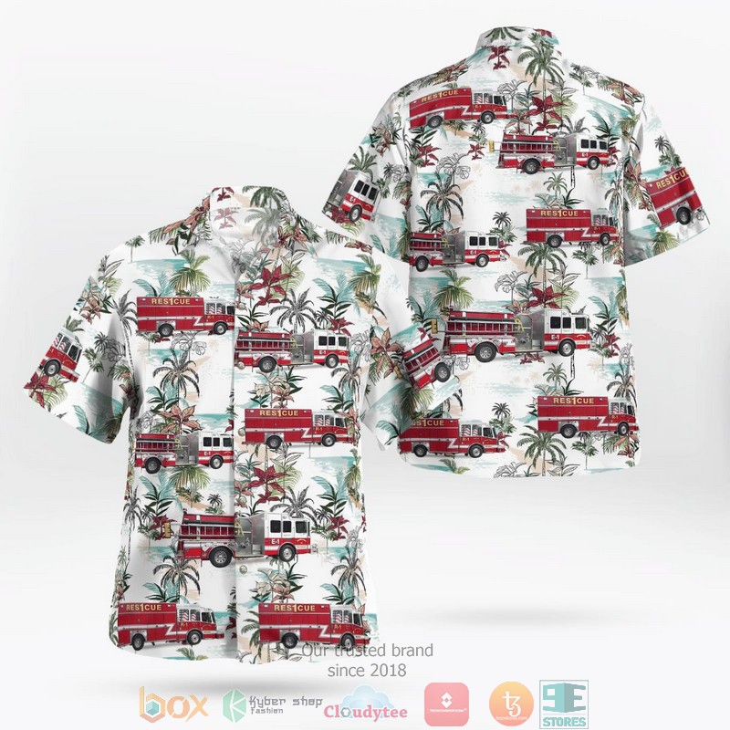 Haughton Louisiana Bossier Parish Fire District 1 Station 1 Eastwood Aloha Shirt word3