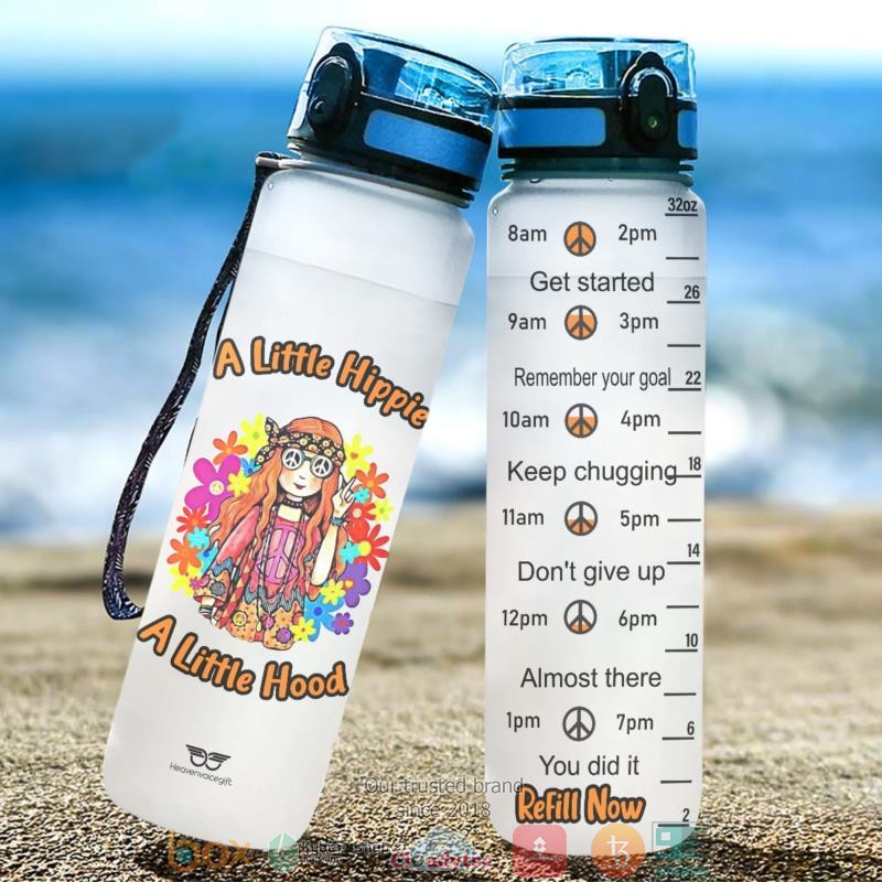 Hippie Girl A Little Hippie A Little Hood Water Bottle word3