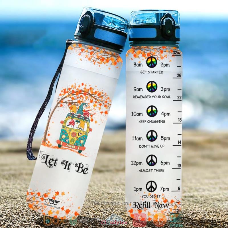 Autumn Bus Hippie Let It Be Water Bottle