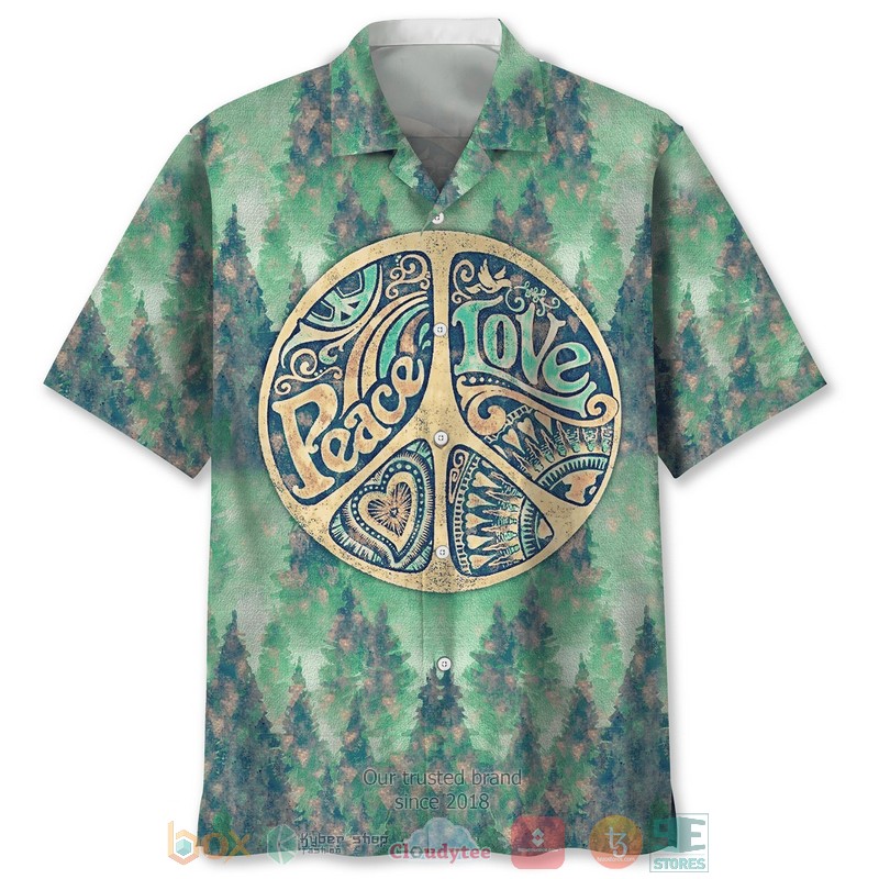 NEW Hippie Peace Hawaiian Shirt word1