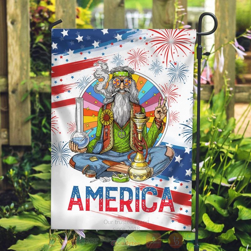 BEST Hippie Stoner America Independence Day All Over Print Flag