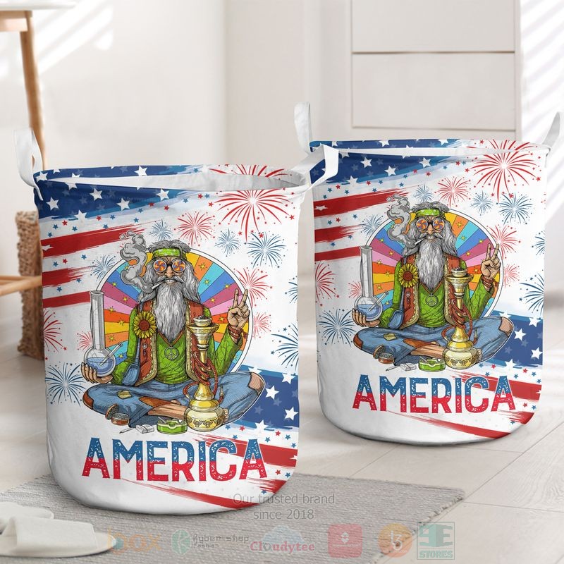 BEST Hippie Stoner America Independence Day Clothes Basket