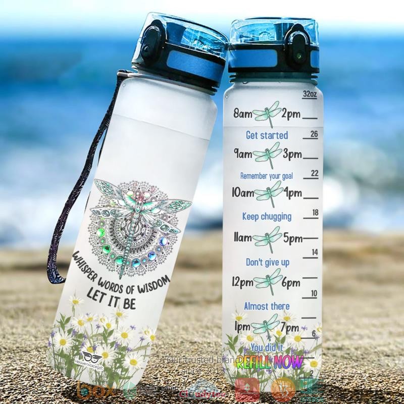 Dragonfly Hippie Whisper Words Of Wisdom Let It Be Water Bottle