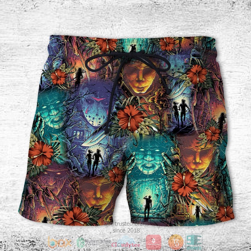 Horror Movie Film Face Hawaiian Shirt, Short word1