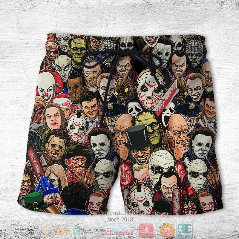 Horror Movie Film Faces Hawaiian Shirt, Short 5 Horror Movie Film Faces Hawaiian Shirt, Short word1