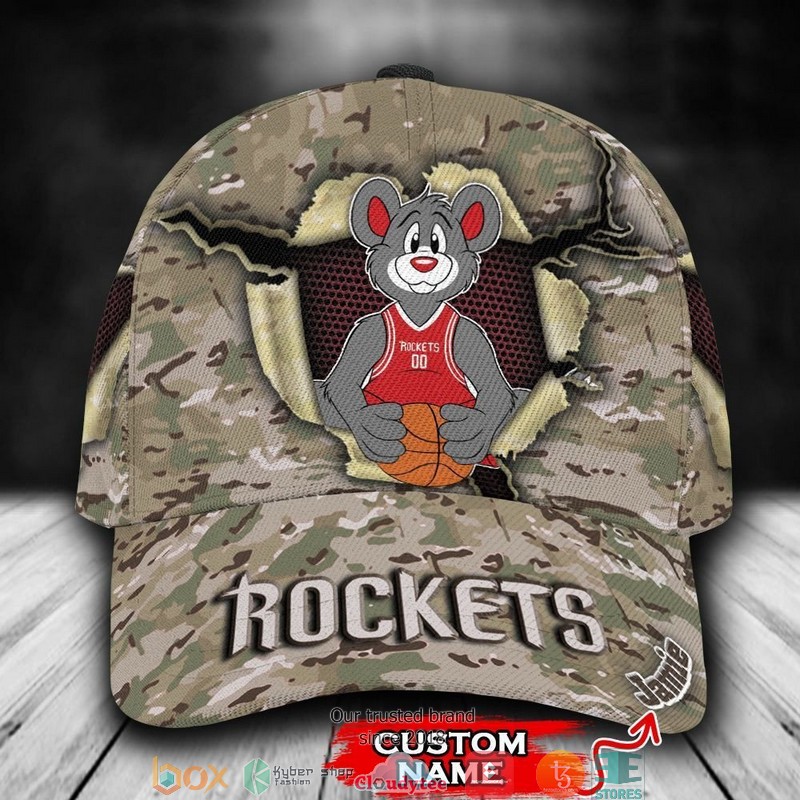 Houston Rockets Camo Mascot NBA Custom Name Cap word2