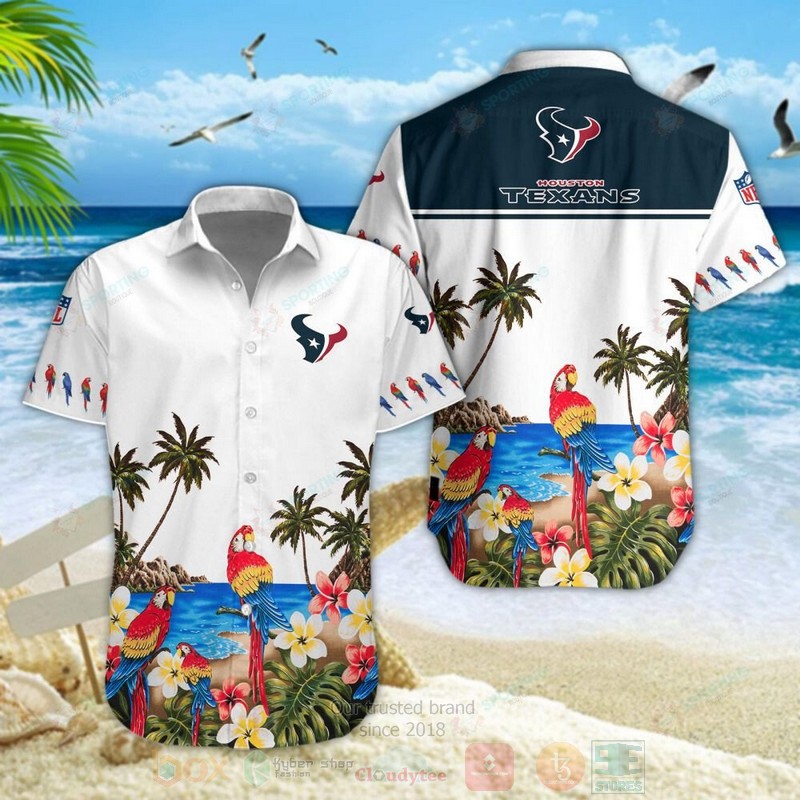 BEST Houston Texan NFL Parrot Aloha Hawaiian Shirt