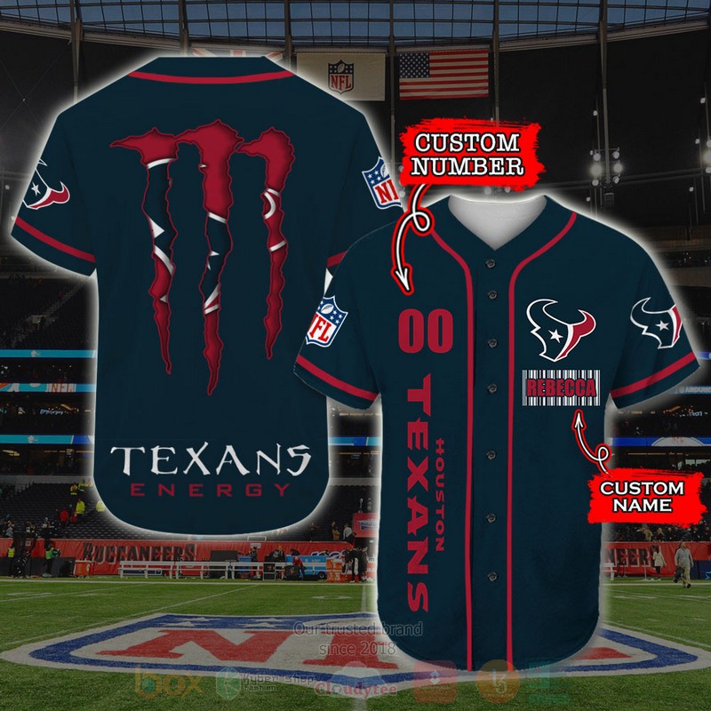 BEST Houston Texans, Monster Energy Custom AOP Baseball Jersey word2