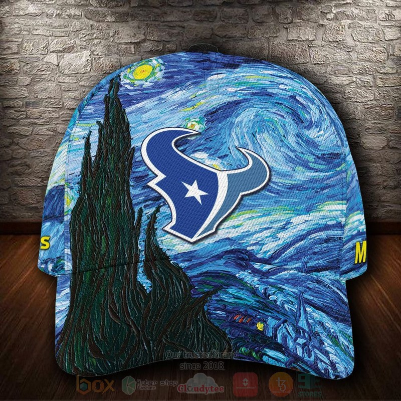 BEST Houston Texans Van Gogh NFL Team Custom Name 3D Cap word2