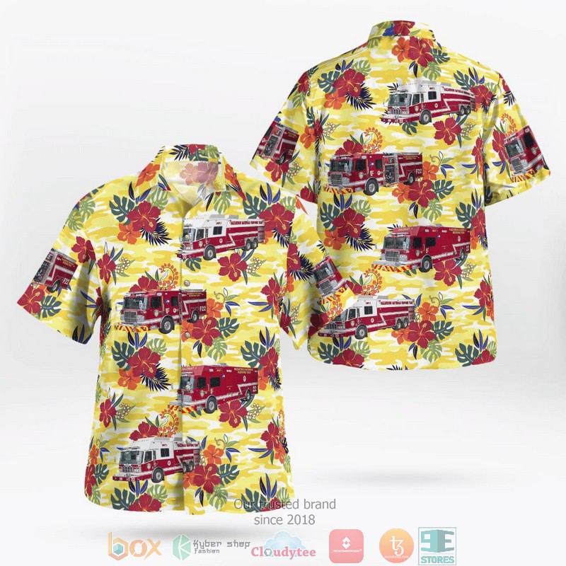 Houston Texas Houston Fire Department Station 22 Magnolia Park Hawaiian Shirt word2