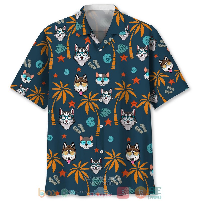 NEW Husky Funny palm tree Hawaiian Shirt