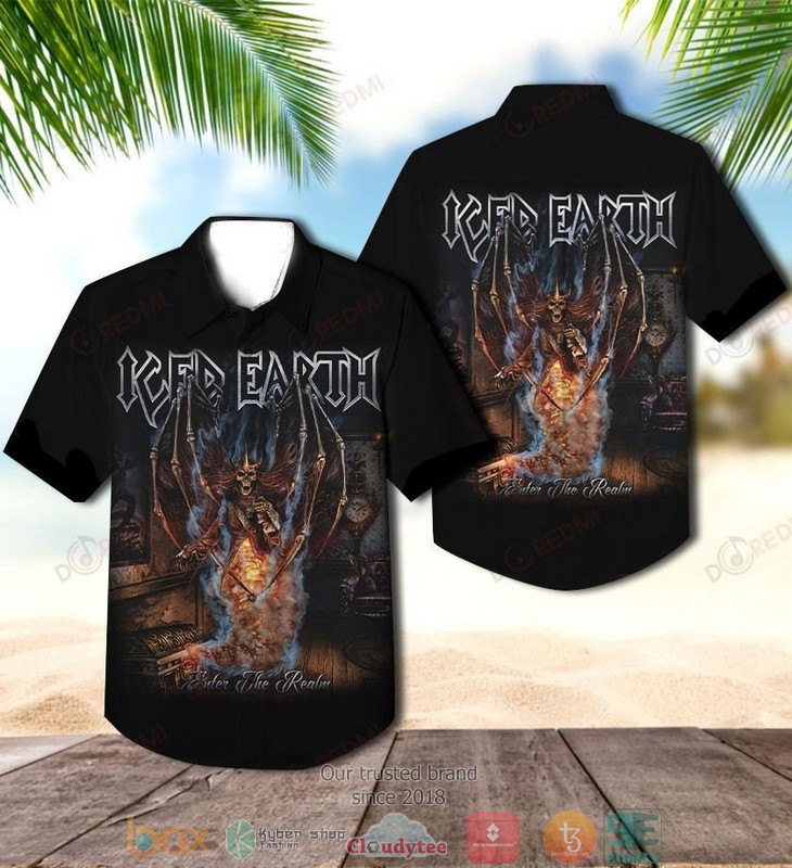 Iced Earth Enter the Realm Short Sleeve Hawaiian Shirt word2