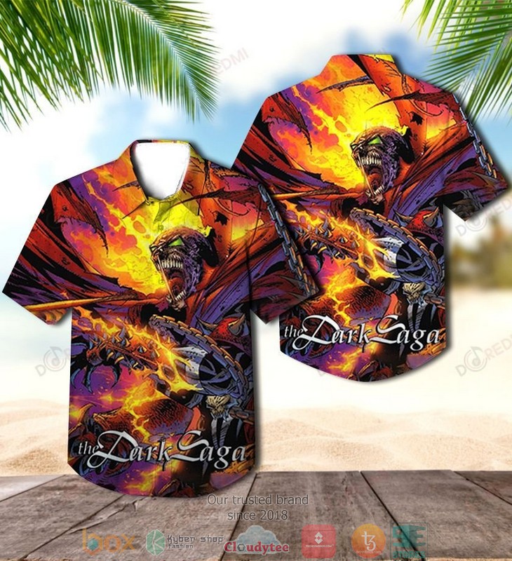 Iced Earth The Dark Saga Short Sleeve Hawaiian Shirt word3