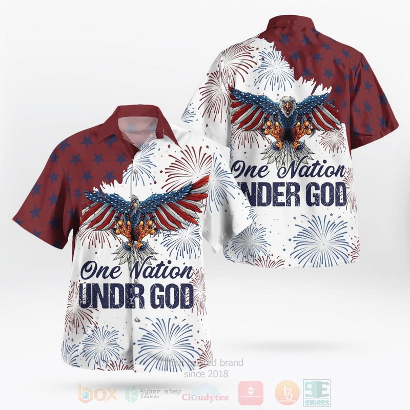 BEST Independence Day Eagles One Nation Under God 3D Aloha Shirt