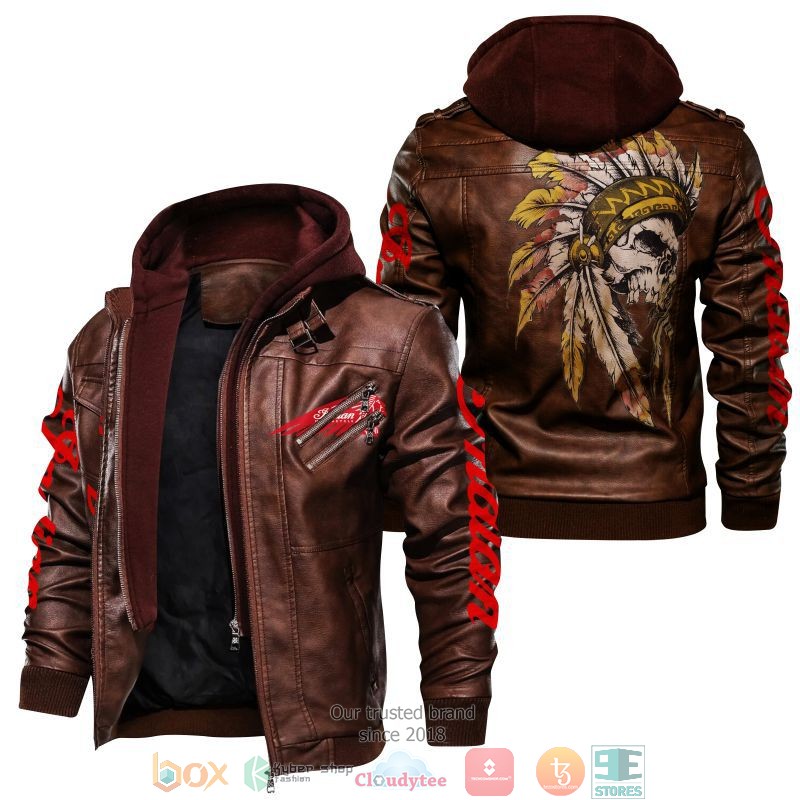 NEW Indian Motorcycle Skull Logo PU Leather Jacket word1