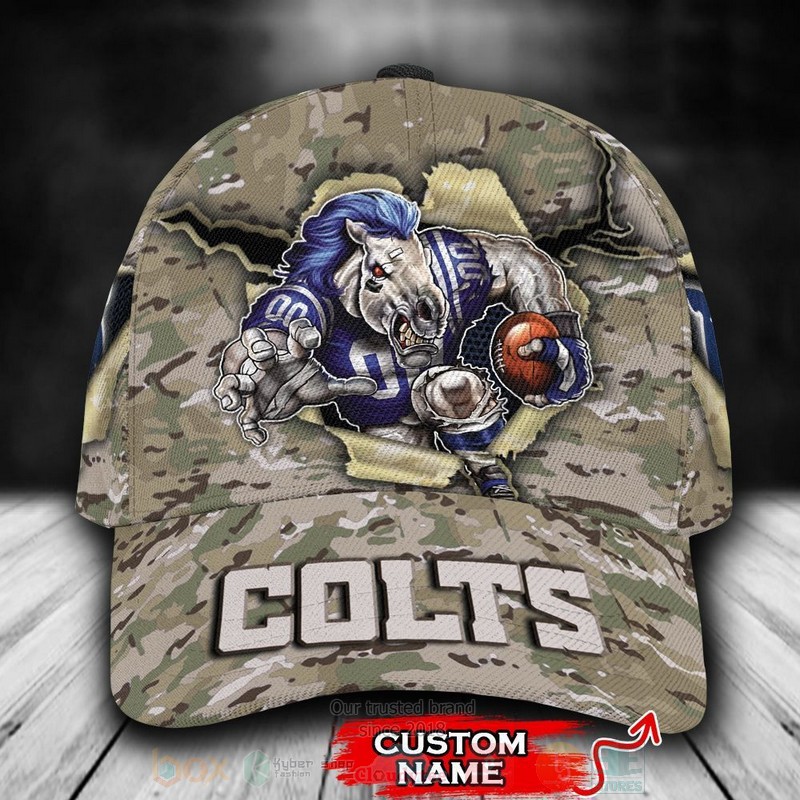 BEST Indianapolis Colts Camo Mascot NFL Team Custom Name 3D Cap word2