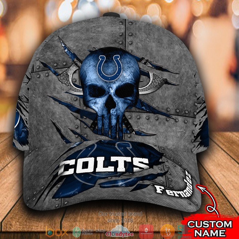 Indianapolis Colts Skull NFL Custom Name Cap word1