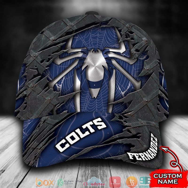 Indianapolis Colts Spider Man NFL Custom Name Cap 1 Indianapolis Colts Spider Man NFL Custom Name Cap word3