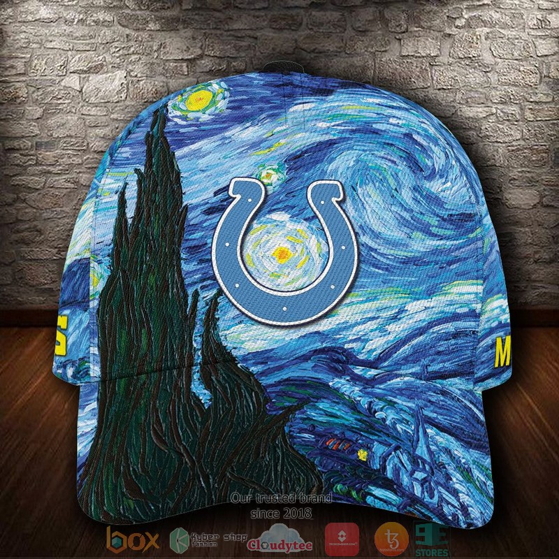 Indianapolis Colts Van Gogh NFL Custom Name Cap word3