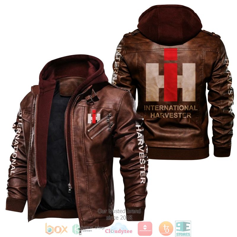NEW International Harvester PU Leather Jacket word1