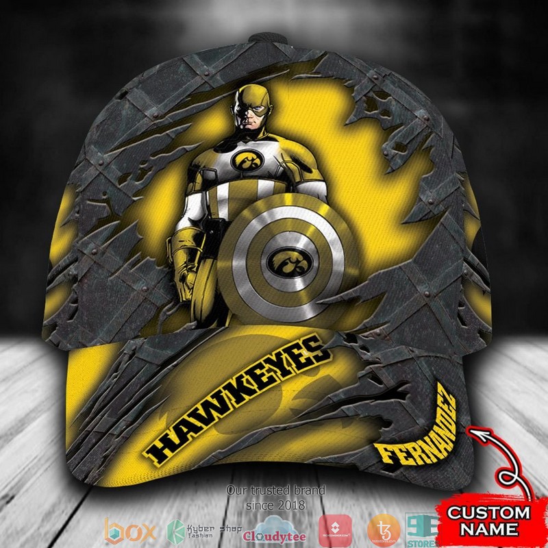 Iowa Hawkeyes Captain America NCAA1 Custom Name Cap word3