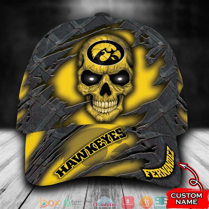 Iowa Hawkeyes Skull NCAA1 Custom Name Cap word2