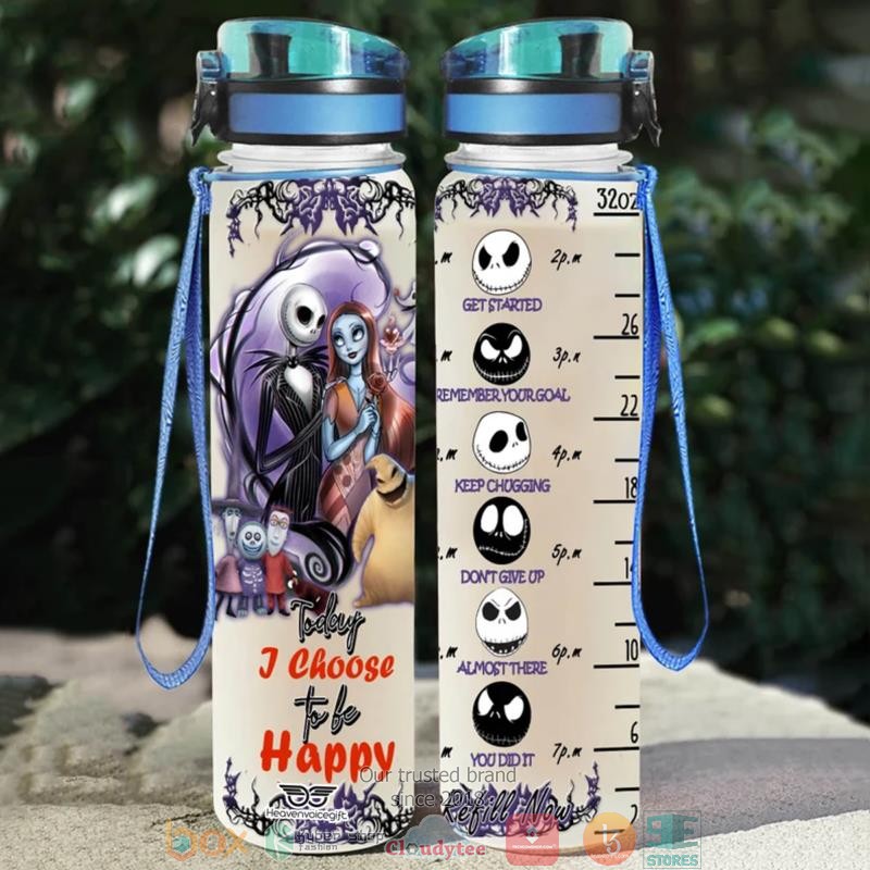 Jack Skellington And Sally Today I Choose Happy Water Bottle