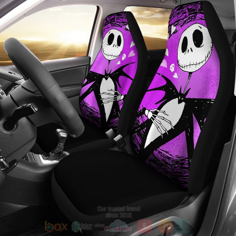 BEST Jack Skellington Purple Luxury Car Seat Covers word3