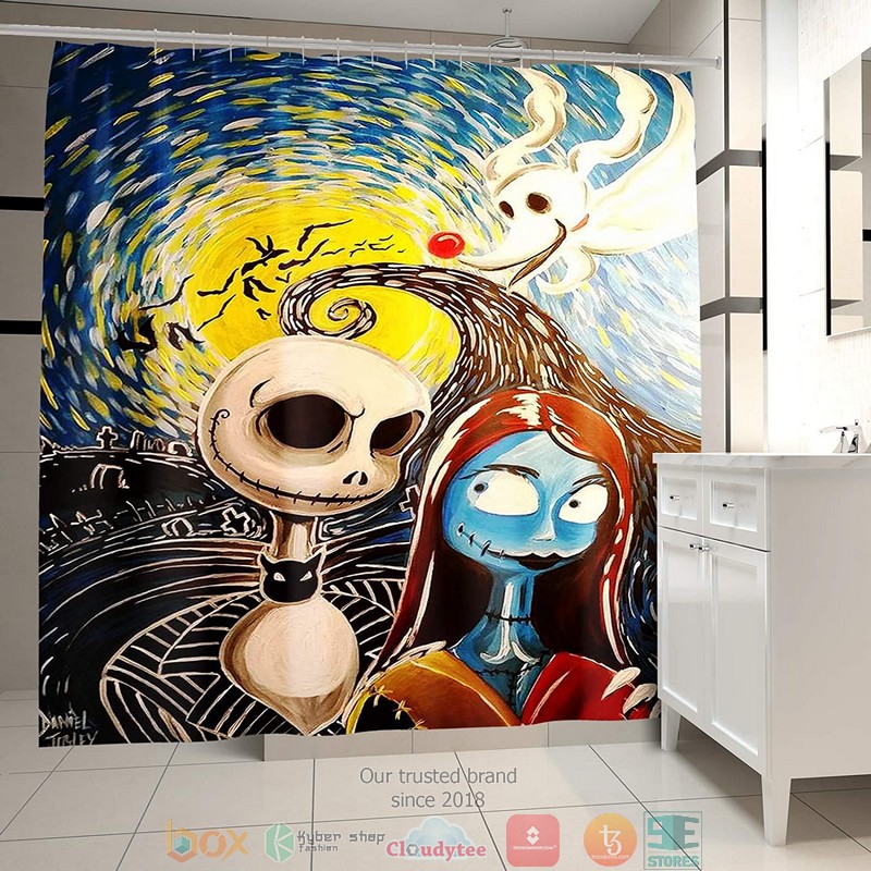 NEW Jack Skellington and Sally Halloween Shower Curtain Set 4 NEW Jack Skellington and Sally Halloween Shower Curtain Set word1