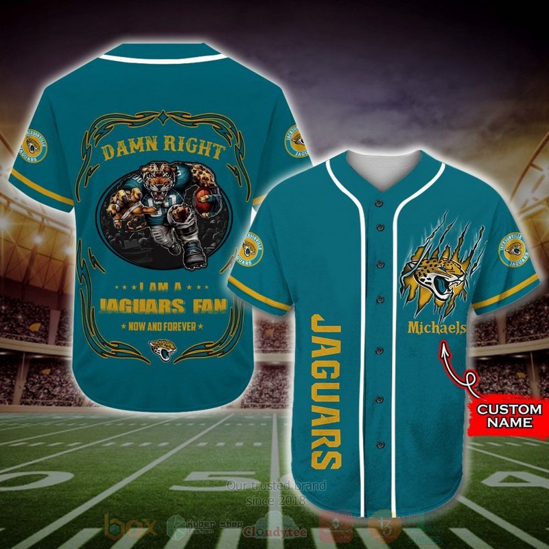 BEST Jacksonville Jaguars Mascot Custom AOP Baseball Jersey word1