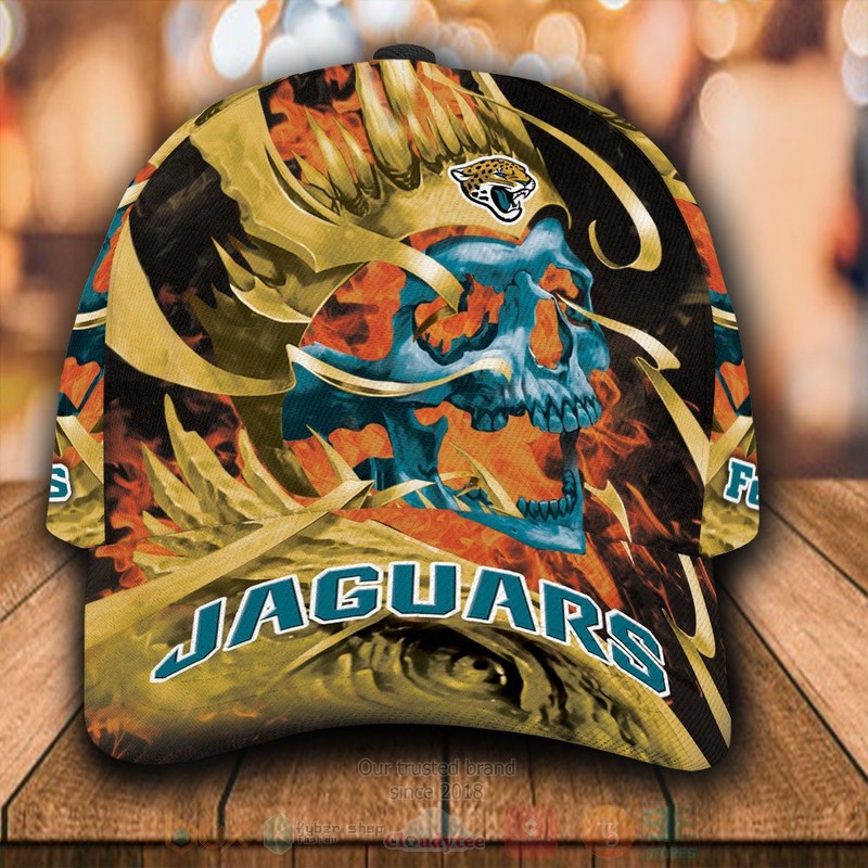 BEST Jacksonville Jaguars Skull Custom Yellow Classic Cap word3