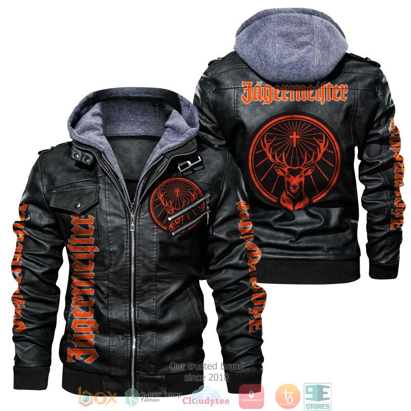 NEW Jagermeister logo PU Leather Jacket word1