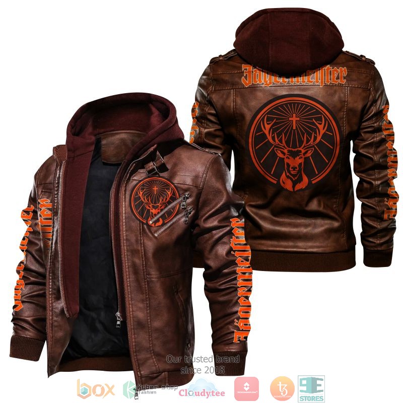 NEW Jagermeister logo PU Leather Jacket 2 NEW Jagermeister logo PU Leather Jacket word3
