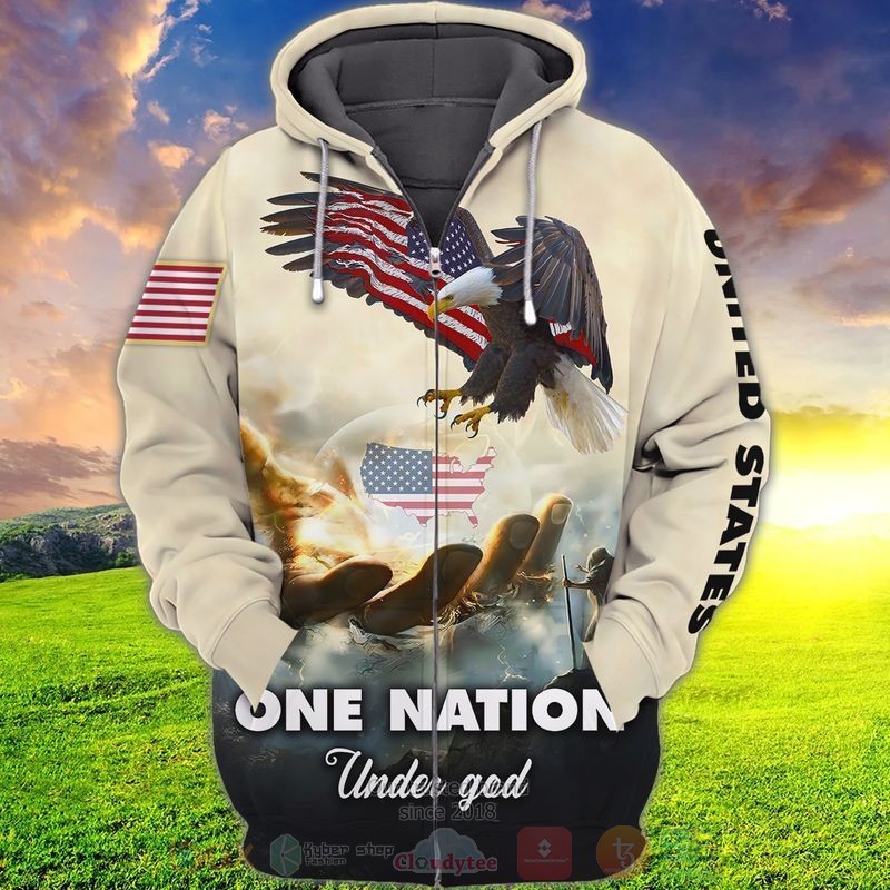 BEST Jesus, Eagle One Nation Under God Zip Hoodies word1