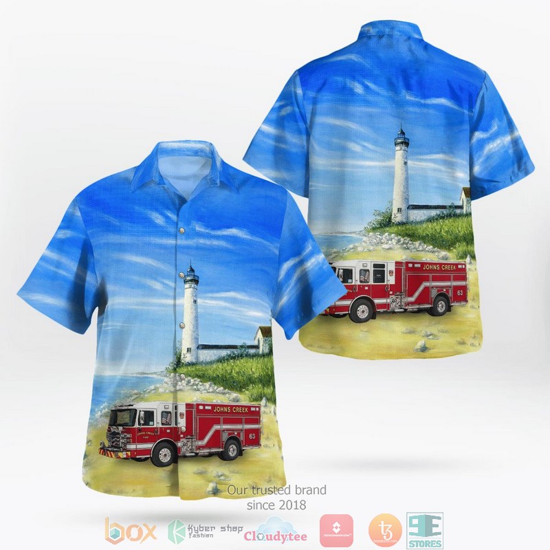 Johns Creek Georgia Johns Creek Fire Department Station 63 Aloha Shirt word2