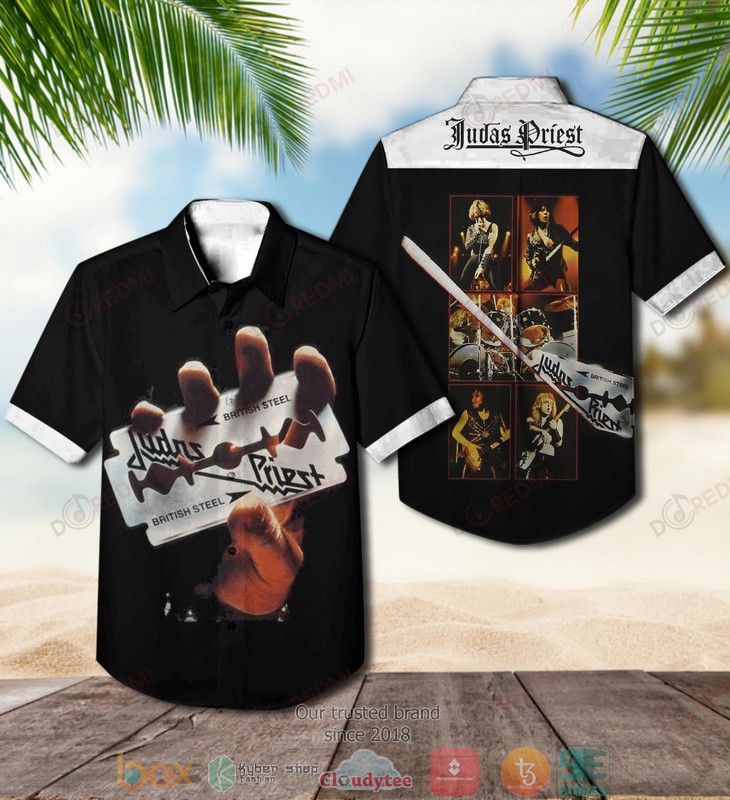 Judas Priest British Steel Short Sleeve Hawaiian Shirt word1