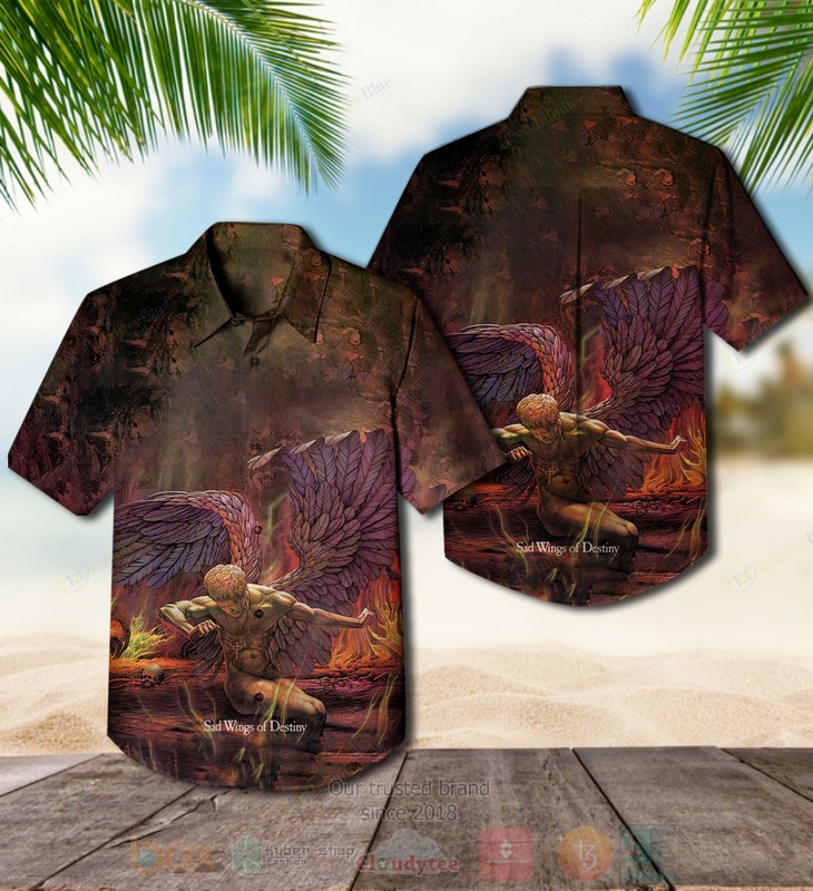 BEST Judas Priest Sad Wings of Destiny Brown Album Aloha Hawaiian Shirt