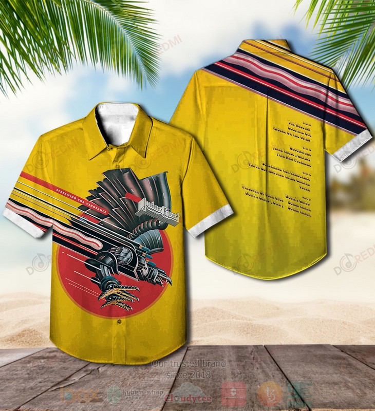 BEST Judas Priest screaming for vengeance Yellow Album Aloha Hawaiian Shirt
