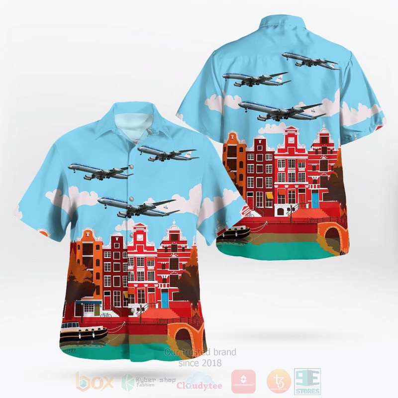 BEST KLM Royal Dutch Airlines Douglas DC-8-63 3D Aloha Shirt word2