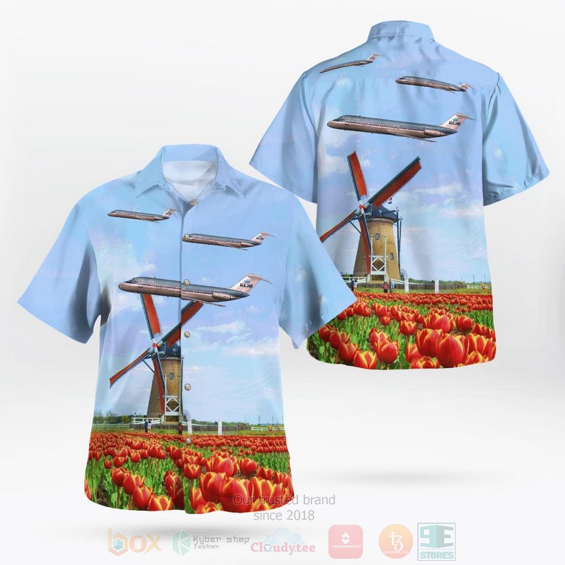 BEST KLM Royal Dutch Airlines McDonnell Douglas DC-9-30 3D Aloha Shirt word3