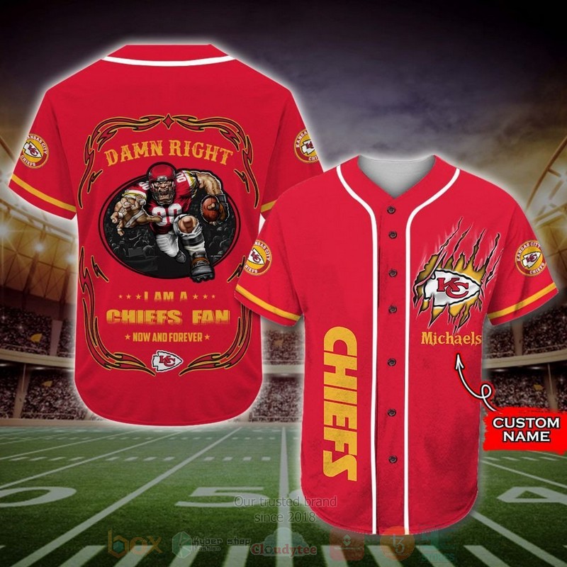 BEST Kansas City Chiefs Mascot Custom AOP Baseball Jersey word2