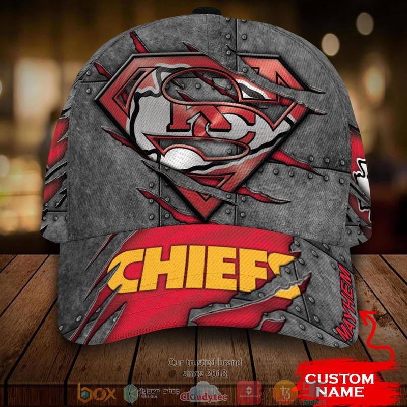 Kansas City Chiefs NFL Superman Custom Name Cap word1