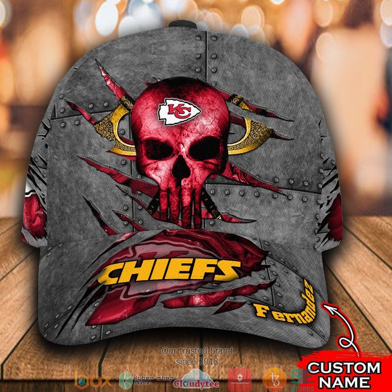 Kansas City Chiefs Skull NFL Custom Name Cap word2