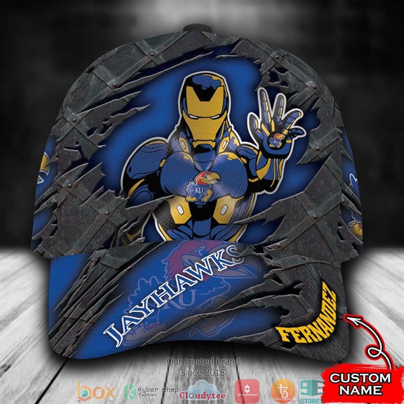Kansas Jayhawks Iron Man NCAA1 Custom Name Cap word3