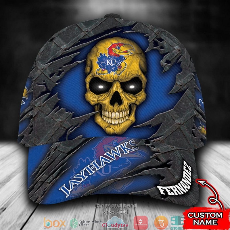 Kansas Jayhawks Skull NCAA1 Custom Name Cap
