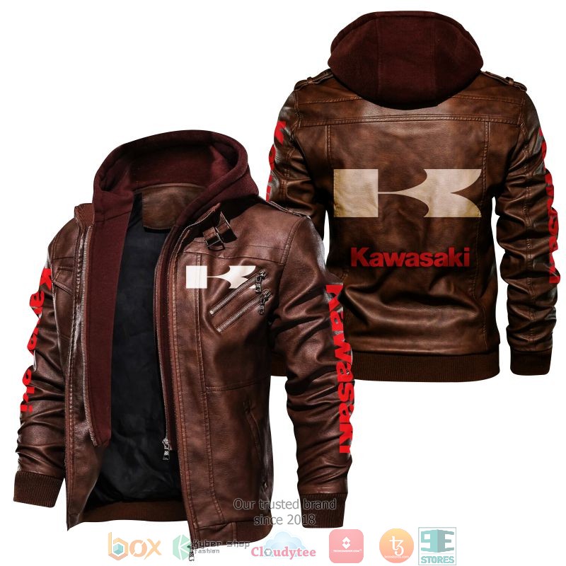 NEW Kawasaki PU Leather Jacket word1