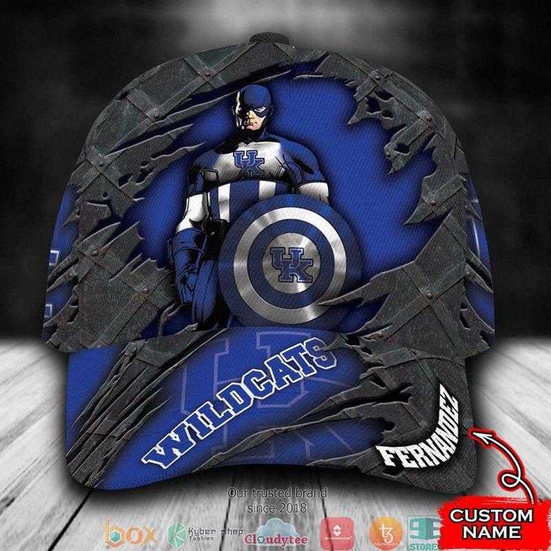 Kentucky Wildcats Captain America NCAA1 Custom Name Cap word3