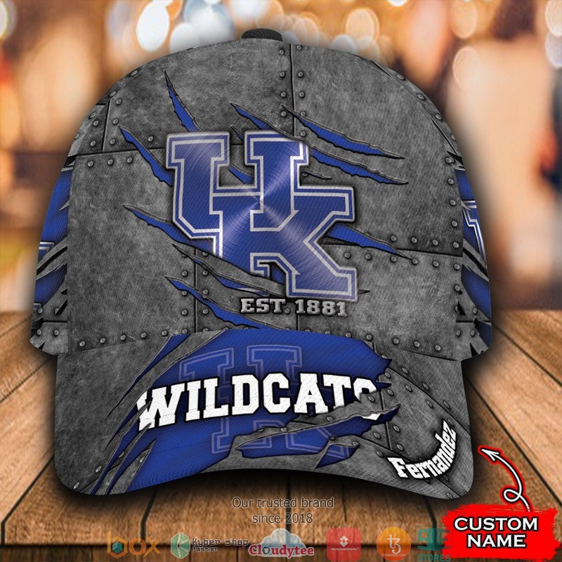 Kentucky Wildcats Luxury NCAA1 Grey Custom Name Cap word1