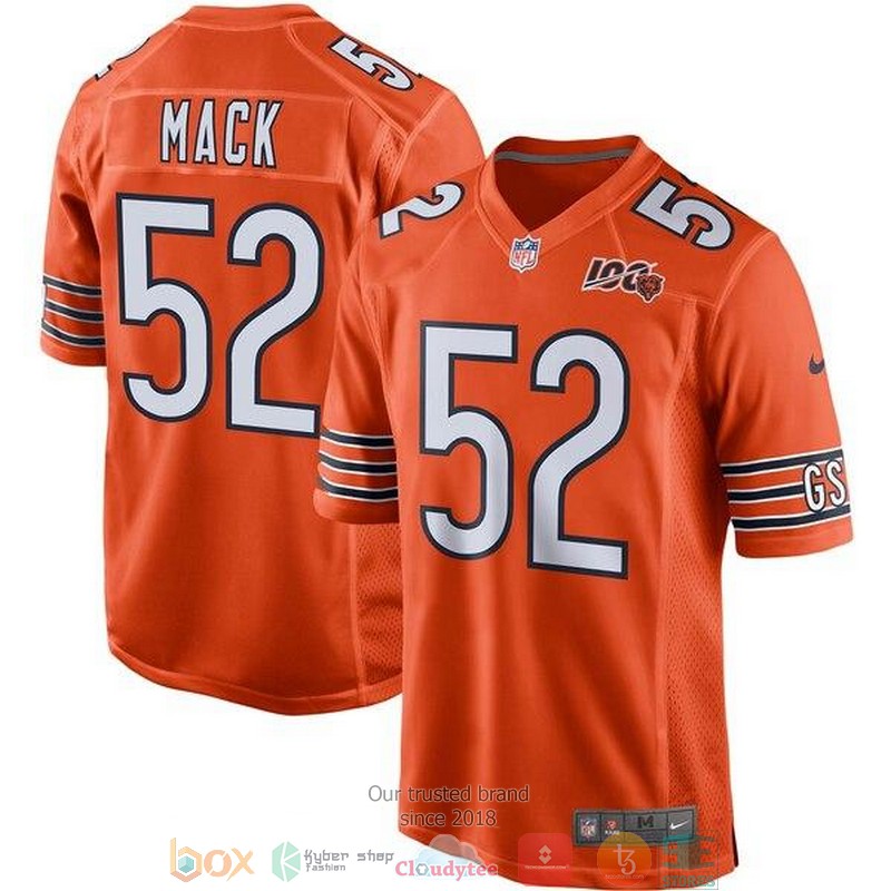 NEW Khalil Mack Chicago Bears 100th Season Orange Football Jersey 2